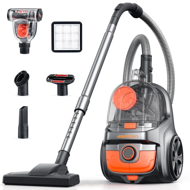 Aspiron AS-CA006 Canister Vacuum Cleaner, 40Kpa Bagless Vacuum Cleaners
