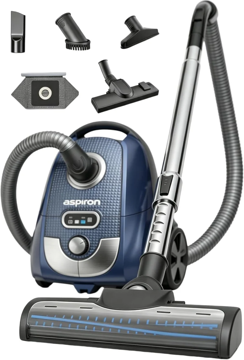 ASPIRON AS-CA029 Canister Vacuum Cleaner CA029, 1600W Bagged Canister Vacuum