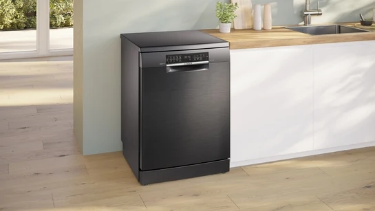Serie 6 Freistehender Geschirrspüler 60 cm Gebürsteter schwarzer Stahl mit Anti-Fingerprint SMS6ECC12E