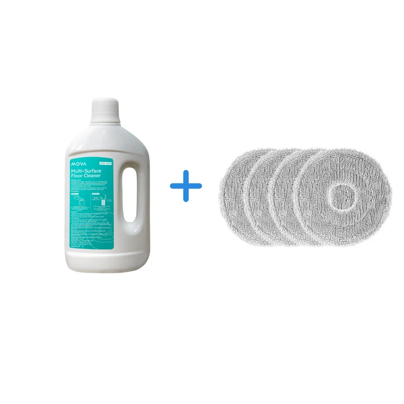 1L Reinigungslösung + Saugroboter Wischpad für MOVA V50/V70
