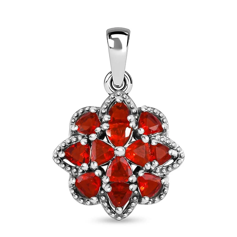 Mexikanischer Kirschfeuer-Opal Anhänger 925 Silber platiniert ca. 0.88 ct