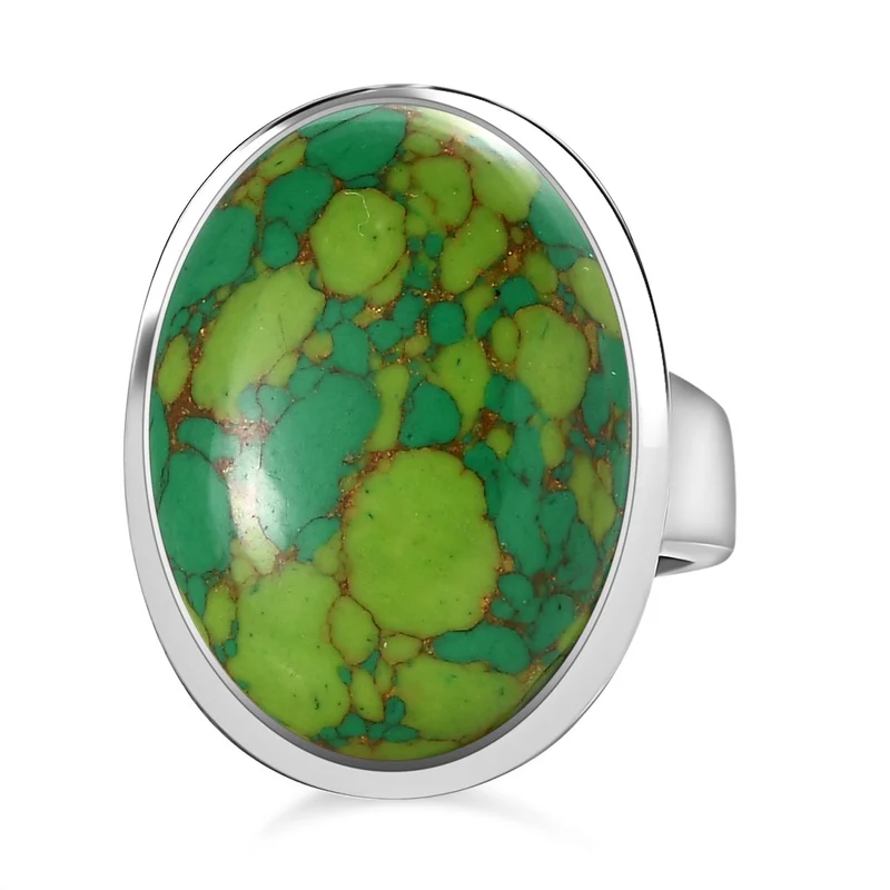 Grünes Türkis Ring, Edelstahl, , ca. 16.17 ct