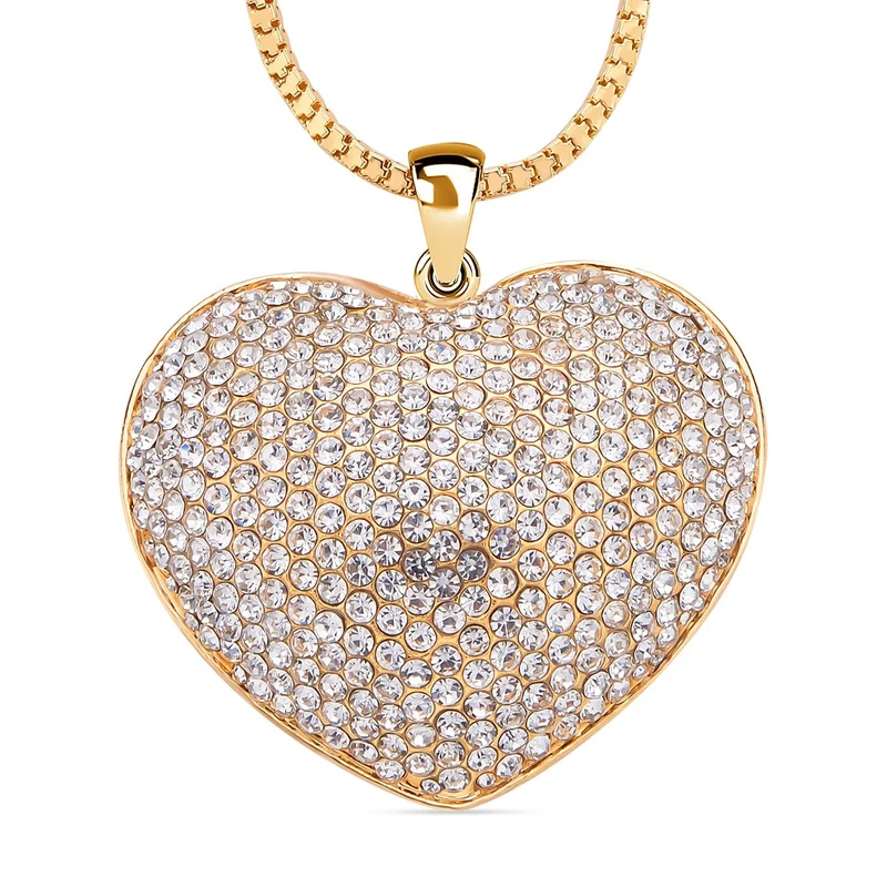 Goldfarbener Kristall-Herzanhänger mit Kette 5.00 ct
