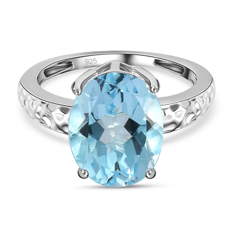 Himmelblauer Topas Ring 925 Silber ca. 5,61 ct