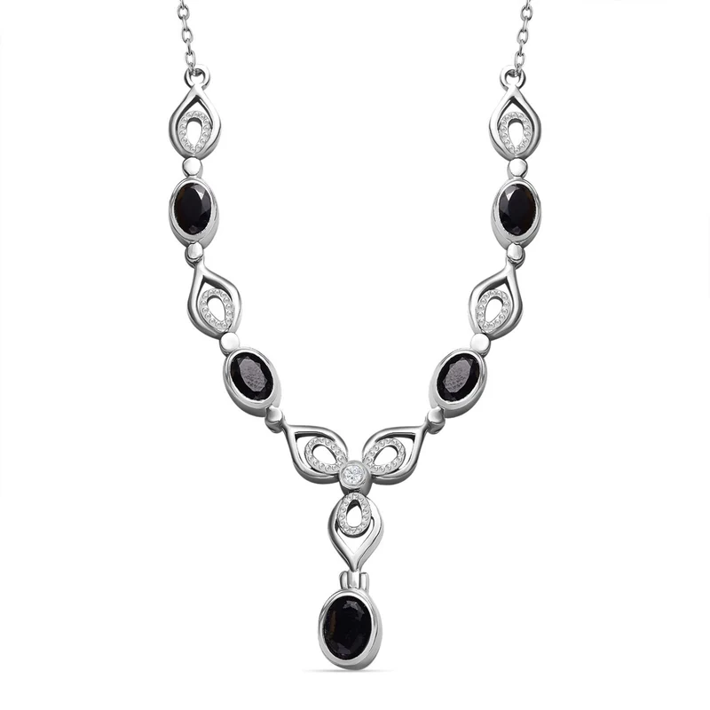 Schwarzes Spinell Collier, ca. 45 cm Edelstahl ca. 3.65 ct