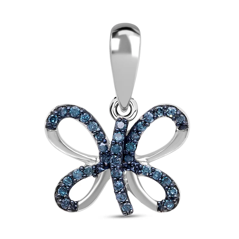 Blauer Diamant Anhänger, 925 Silber platiniert ca. 0.15 ct