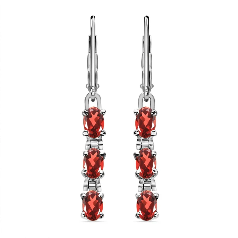 Rote Granat Ohrringe, Edelstahl, ca. 3,62 ct