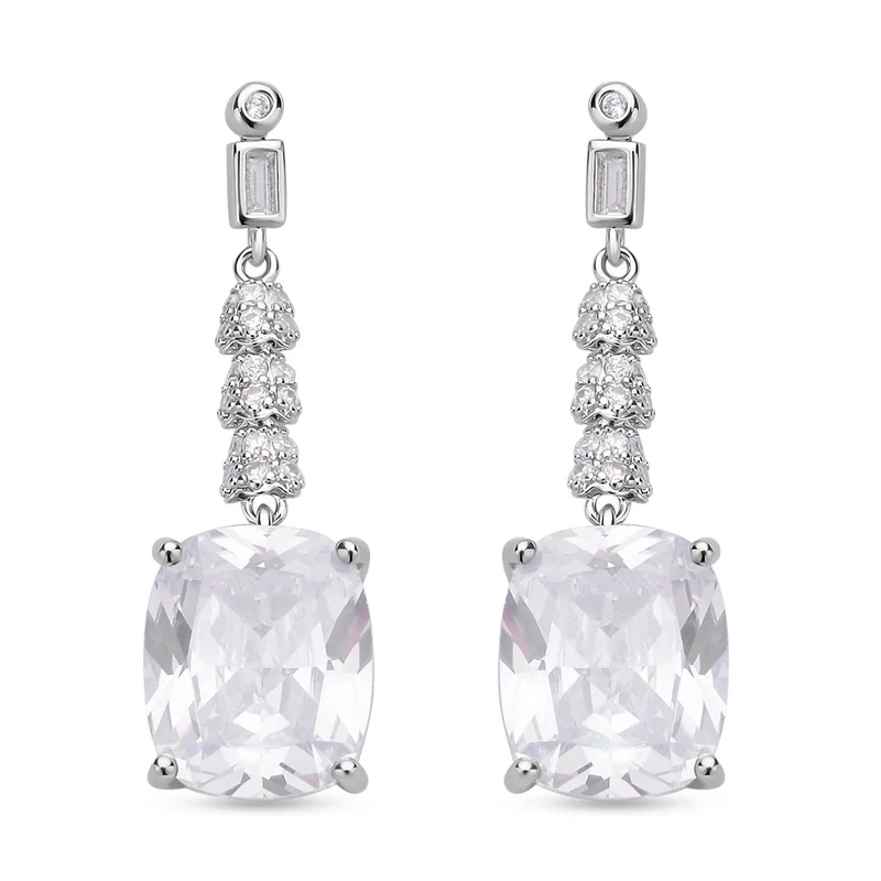 Weiße Zirkonia Ohrringe, Edelstahl ca. 18,47 ct
