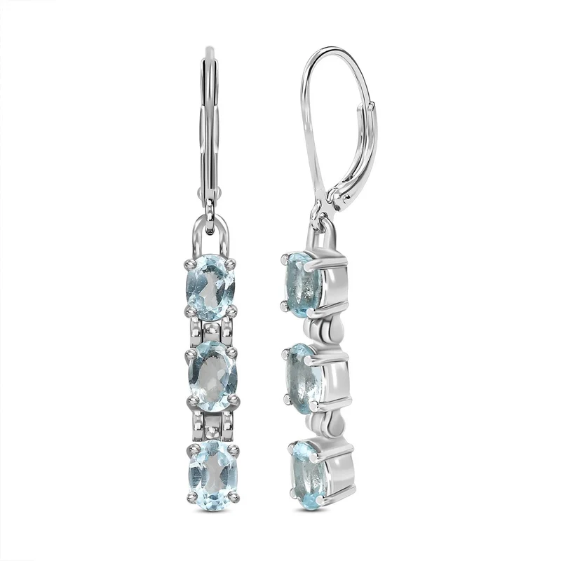 Himmelblauer Topas Ohrringe Edelstahl ca. 3,65 ct