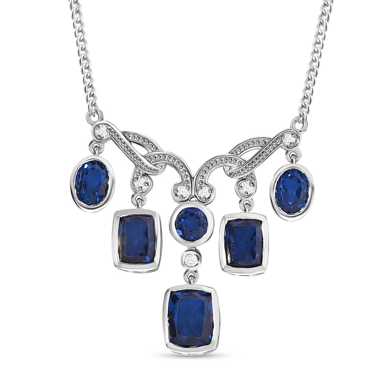 Ceylon farbenes Quarz Collier, ca. 45 cm, 925 Silber platiniert ca. 12.22 ct