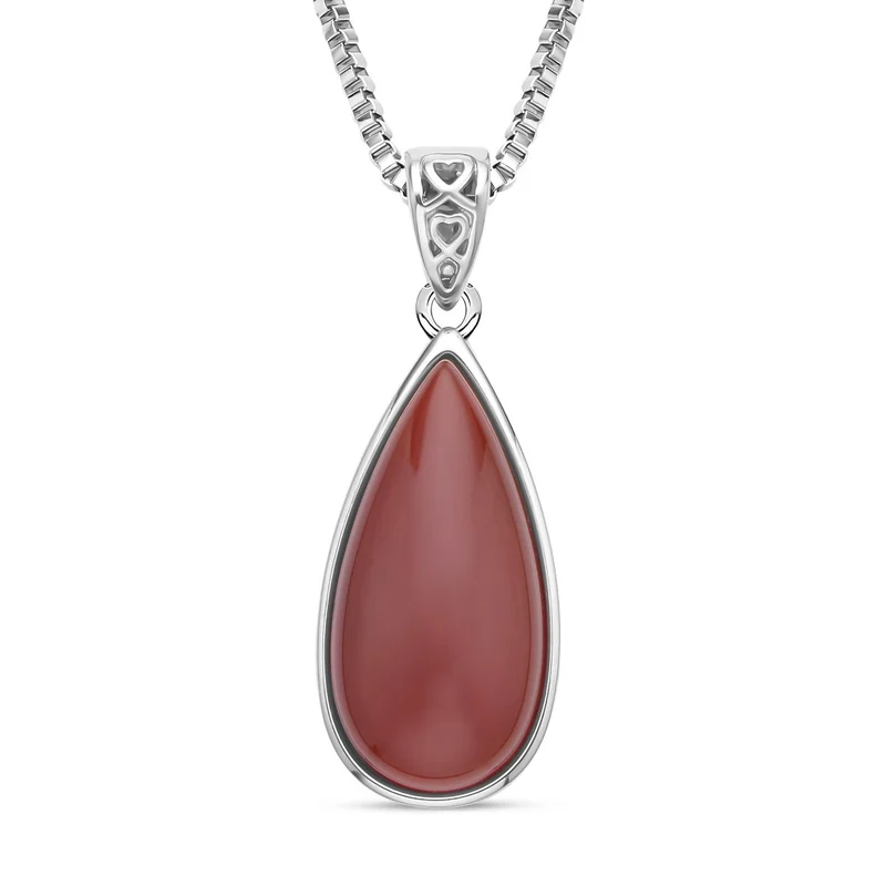 Karneol Anhänger mit Kette, Edelstahl ca. 45.00 ct