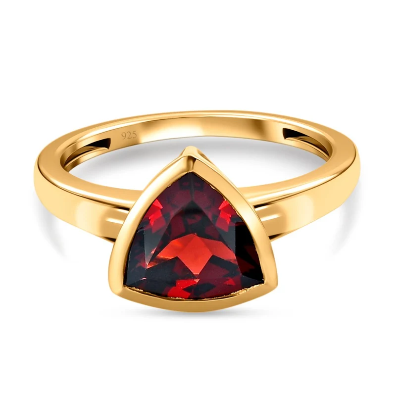 Natürlicher Mosambik Granat Ring, 925 Silber vergoldet , ca. 2.68 ct