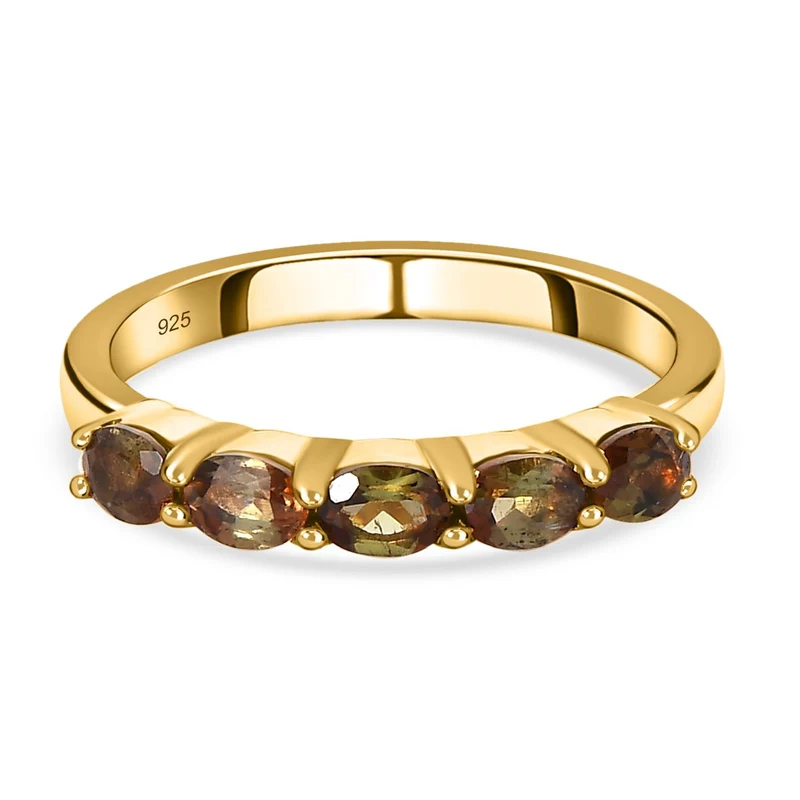 Natürlicher Jenipapo Andalusit Ring, 925 Silber vergoldet ca. 0.91 ct