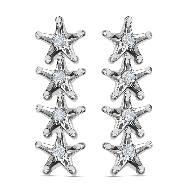 Weiße Diamant Ohrringe, 925 Silber platiniert ca. 0.05 ct