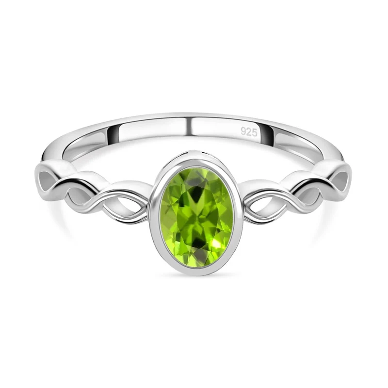 Natürlicher Peridot Ring, 925 Silber ca. 0.85 ct