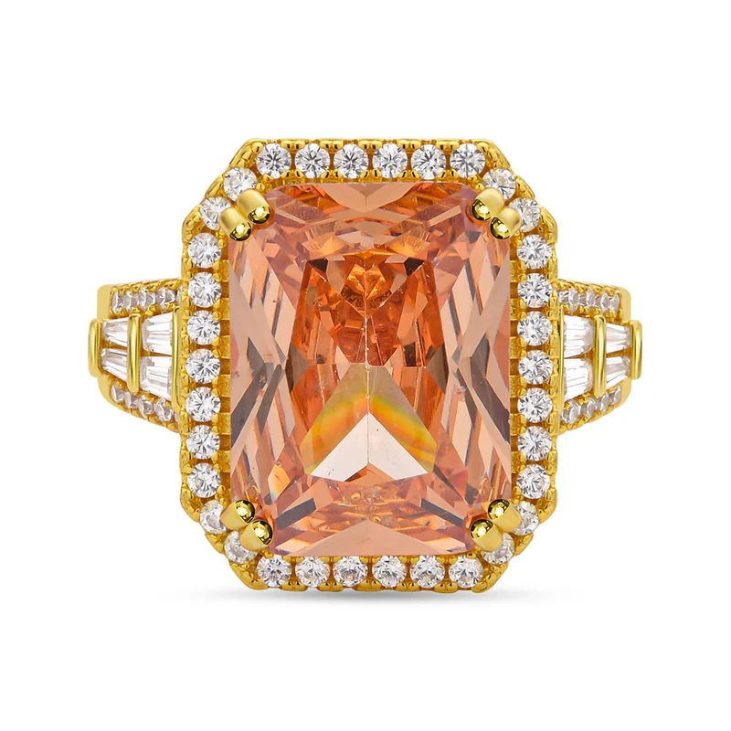 Champagner Zirkonia, weißer Zirkonia Ring, Messing (Größe 16.00) ca. 19,05 ct