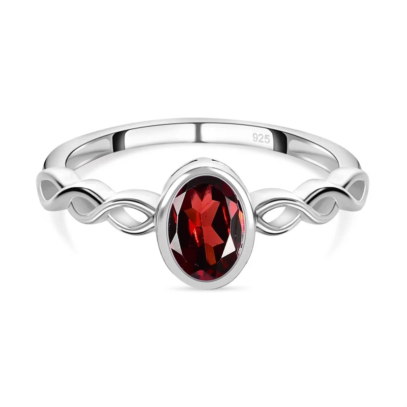 Roter Granat Ring 925 Silber ca. 0,92 ct