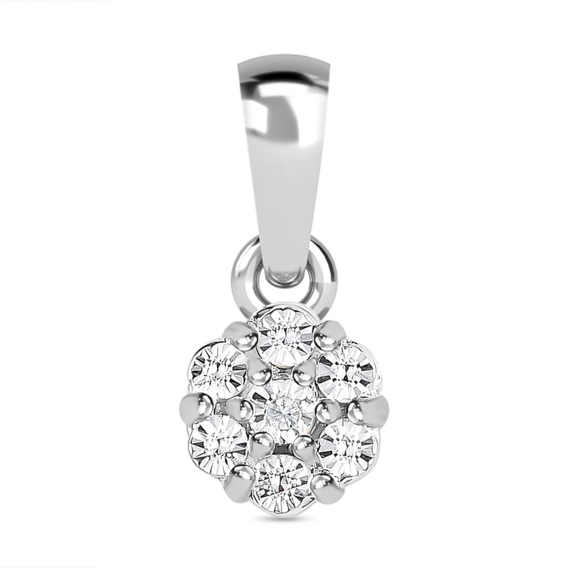Weißer Diamant Anhänger, 925 Silber