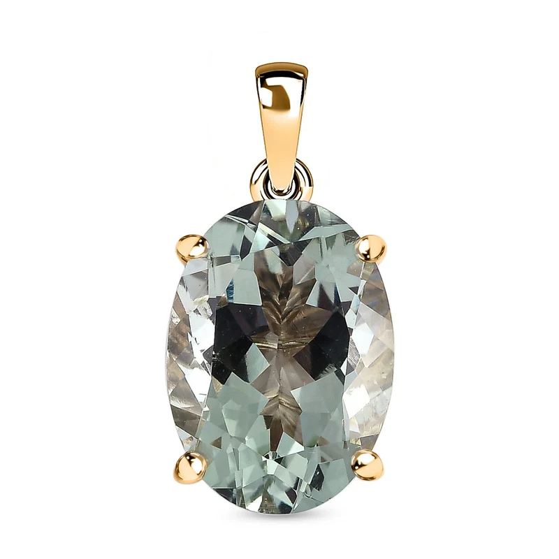 Prasiolith Anhänger, 925 Silber vergoldet ca. 5,54 ct