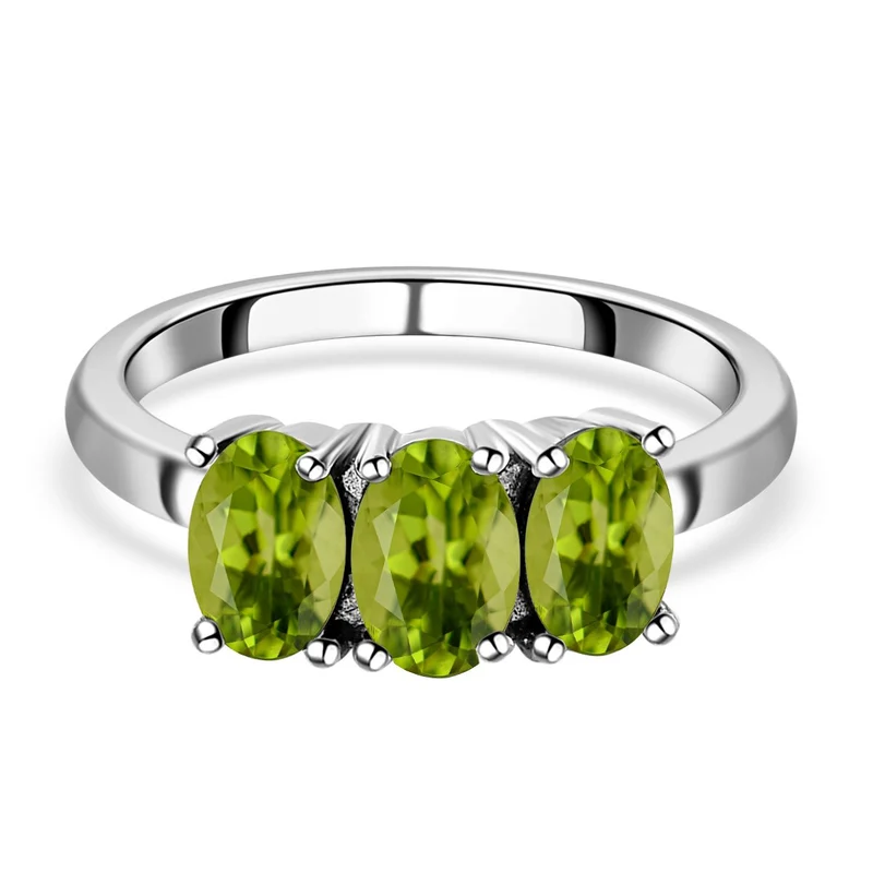 Natürlicher Peridot Ring, Edelstahl ca. 1.60 ct