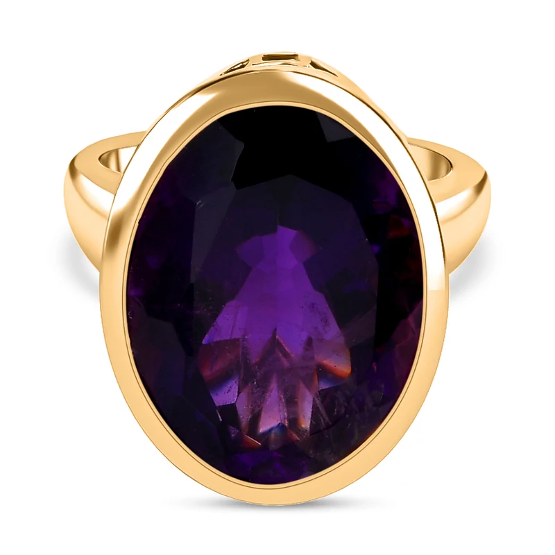 Afrikanischer Amethyst Ring, 925 Silber Gelbgold Vermeil ca. 16.54 ct