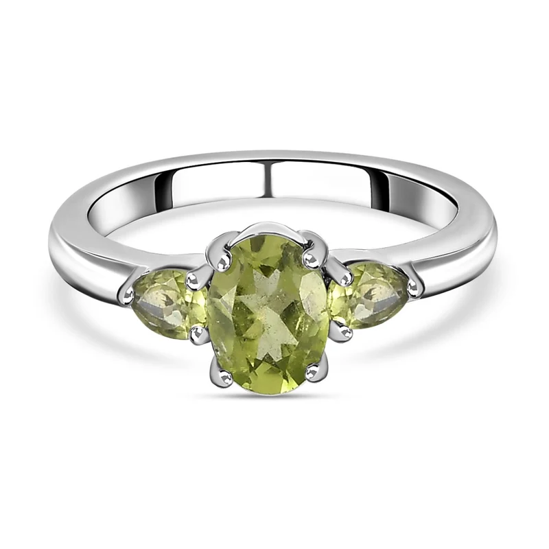 Natürlicher Peridot Ring, Edelstahl ca. 3,06 ct