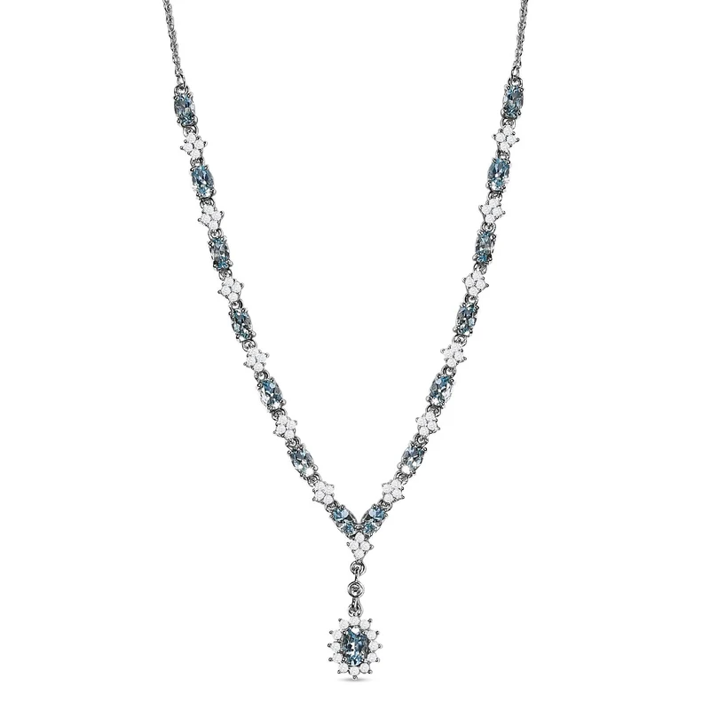 Santamaria Aquamarin Collier, ca. 45 cm, 925 Silber platiniert ca. 4,64 ct