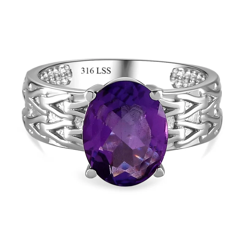 Afrikanischer Amethyst Ring Edelstahl ca. 2,32 ct