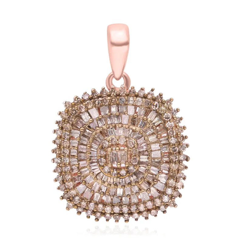 Natürlicher Champagner Diamant Anhänger 925 Silber Roségold Vermeil ca. 1.00 ct