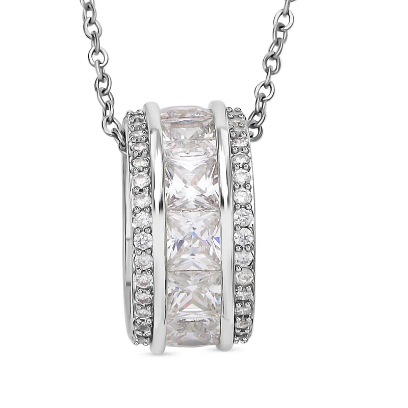 Weißer Zirkonia-Anhänger mit Kette, Messing, ca. 2.50 ct