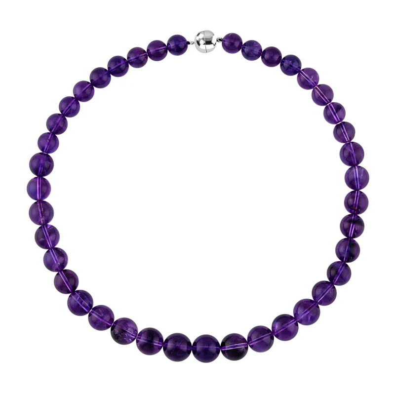 AAA Afrikanischer Amethyst Halskette (11-15 mm) ca. 50 cm 925 Silber rhodiniert ca. 466.50 ct