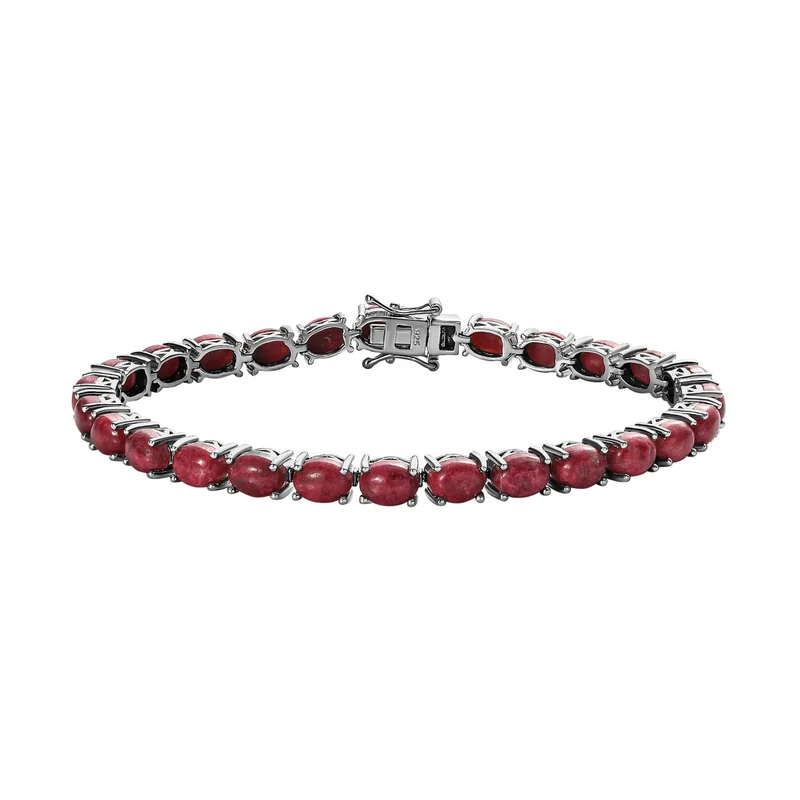 Norwegischer Thulit Armband ca. 20 cm 925 Silber platiniert ca. 25.01 ct