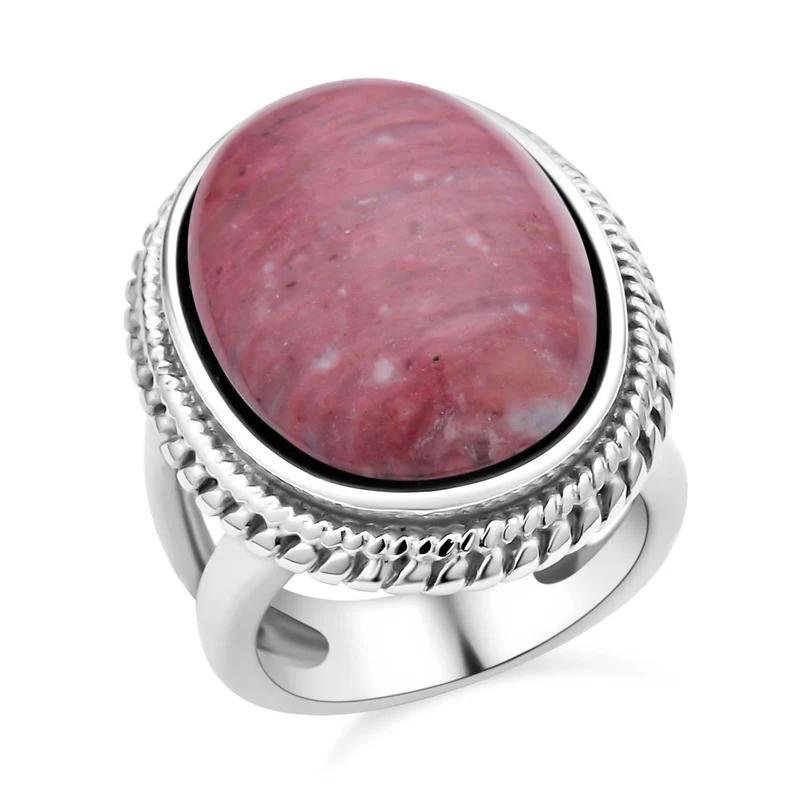 Rhodonit Ring Reiner Edelstahl ca. 50,00 ct