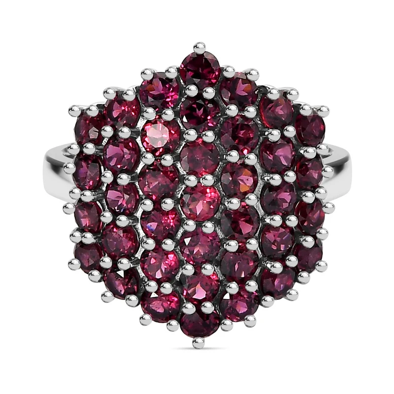Rhodolith Granat Ring, 925 Silber platiniert ca. 4.48 ct