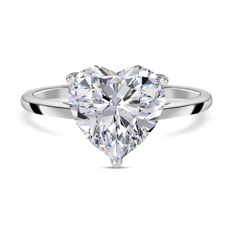 Weißer Herz Zirkonia Ring, 925 Silber rhodiniert ca. 5,65 ct