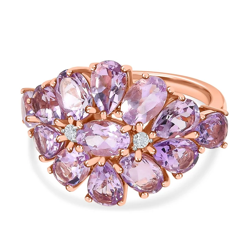 Rose de France Amethyst Ring, 925 Silber rosévergoldet ca. 5.05 ct