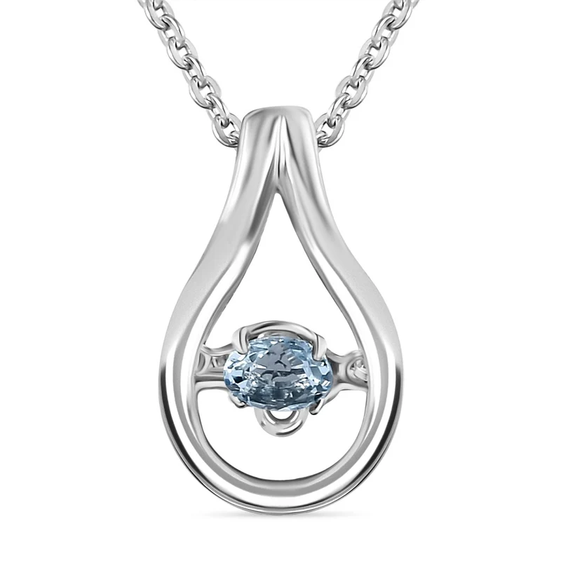 Santamaria Aquamarin Anhänger mit Kette im Schmuckset, 925 Silber platiniert ca. 0.15 ct