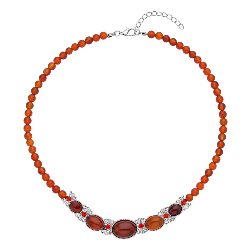 Rote Achat Halskette, ca. 45 cm, ca. 120,00 ct