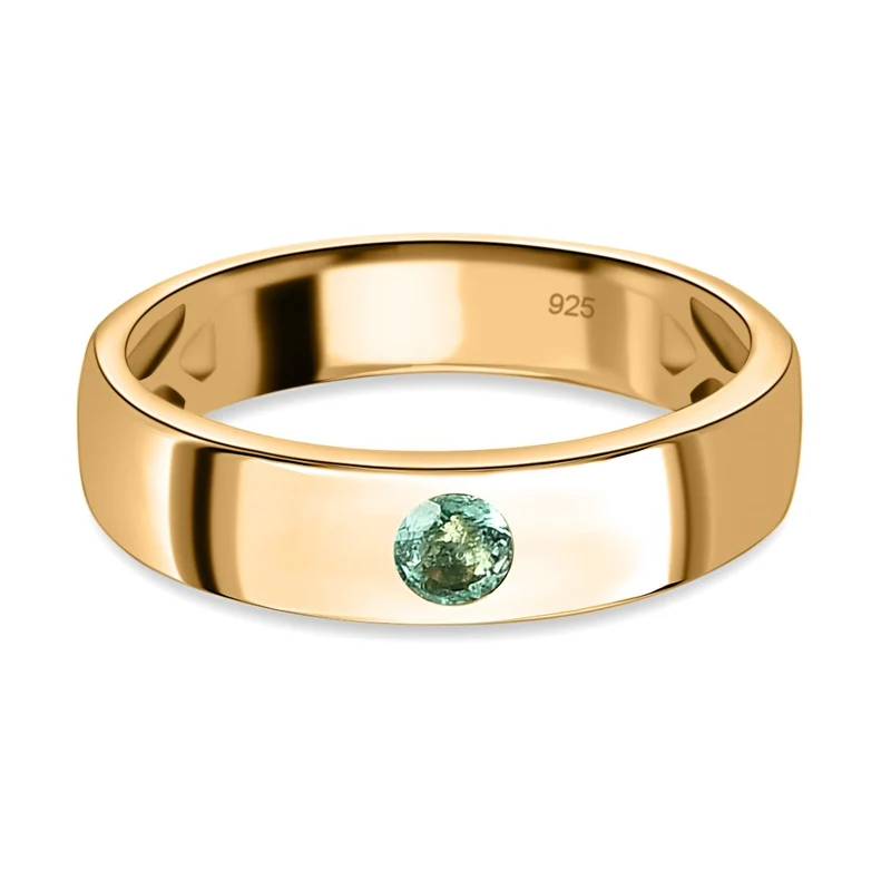 Kolumbianischer Smaragd Ring, 925 Silber vergoldet ca. 0.11 ct