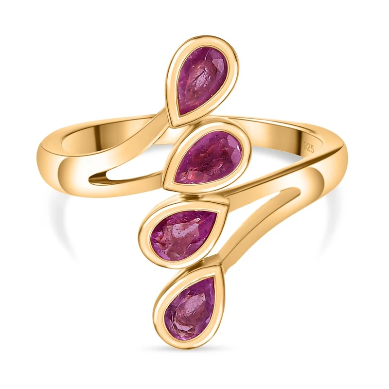 Ilakaka Rosa Saphir (Fissure gefüllt) Ring, 925 Silber vergoldet ca. 1.20 ct