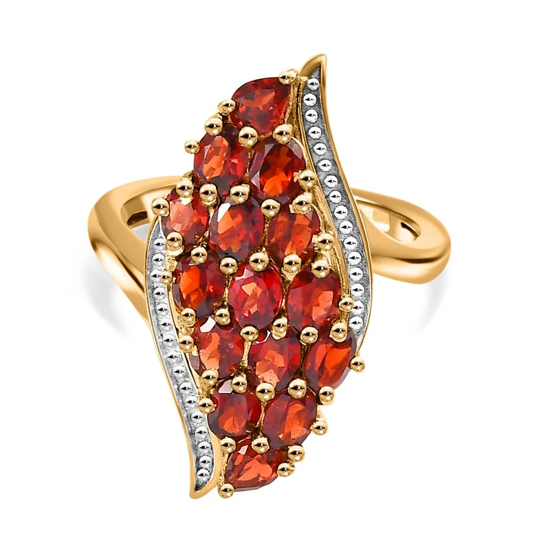 Natürlicher Mosambik Granat Ring 925 Silber vergoldet ca. 2.88 ct