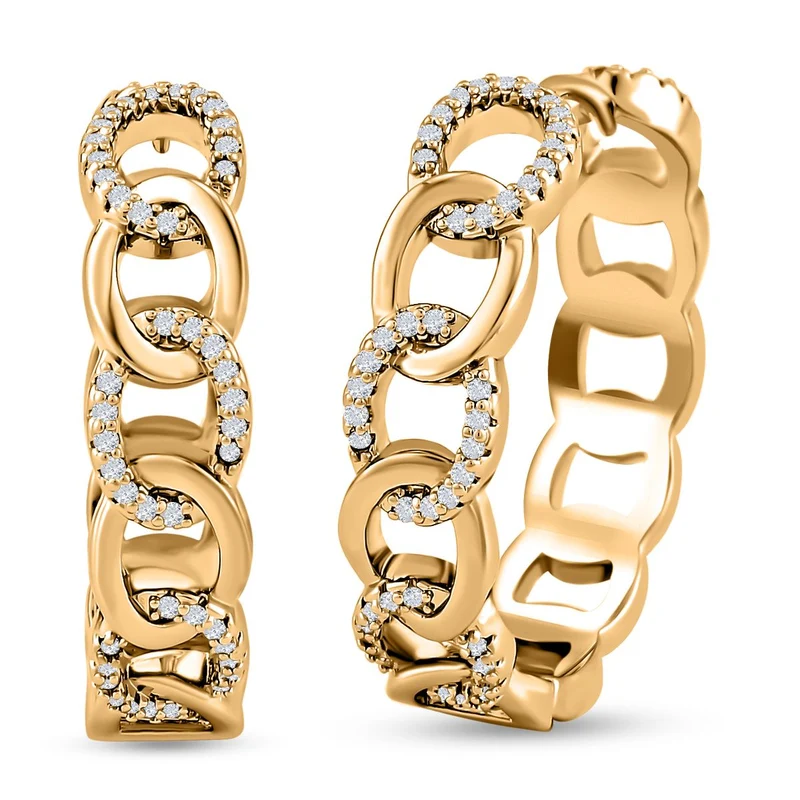 Weiße Zirkonia Creolen, Messing ca. 0.20 ct
