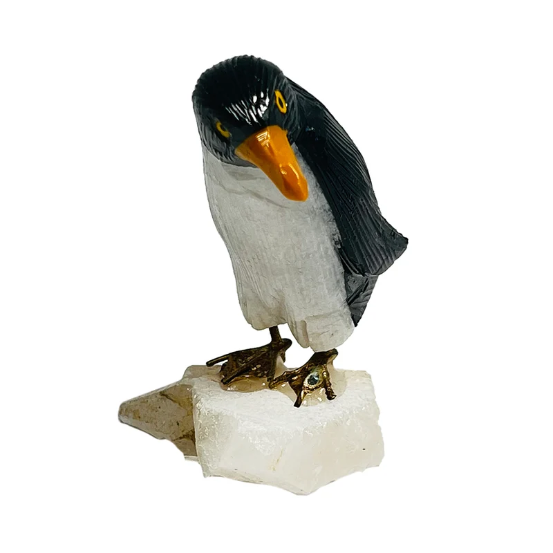 Gem Crystal Kollektion - Pinguin Figurine, handgeschnitzt, 5cm - schwarz - S, ca. 350 cts.