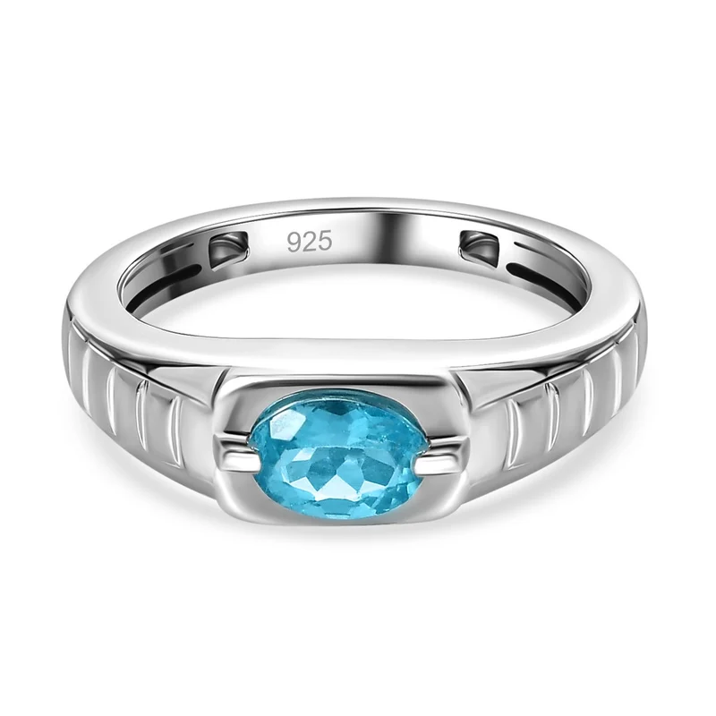 Paraiba-Apatit Ring 925 Silber platiniert ca. 0.84 ct
