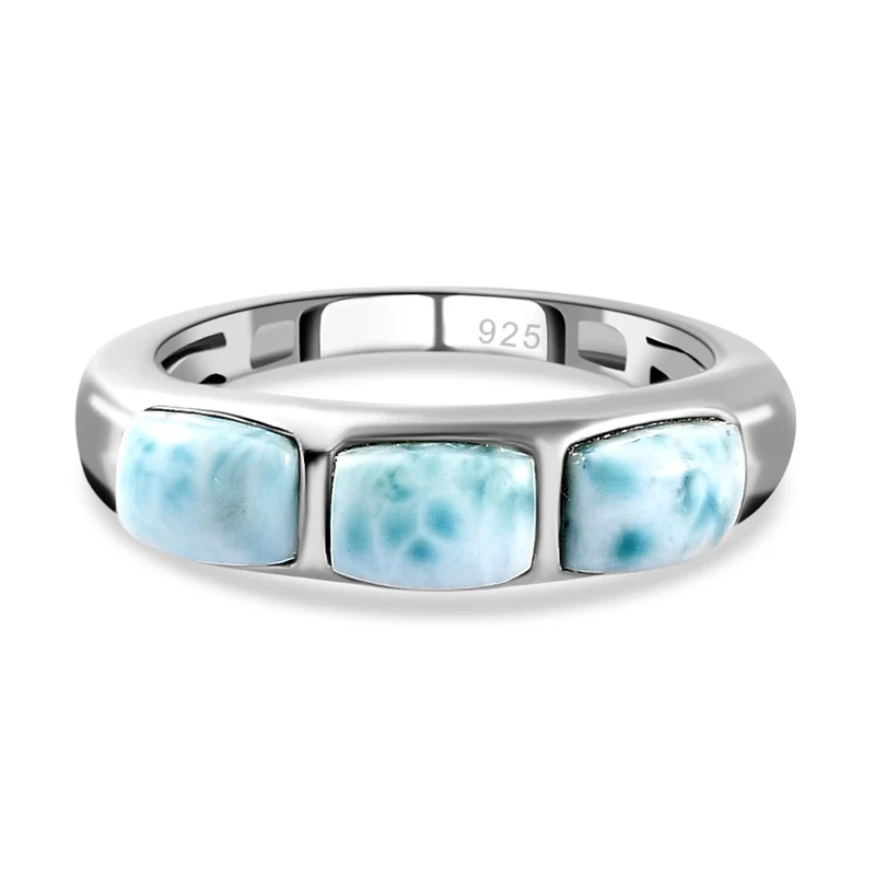Larimar Ring, 925 Silber platiniert ca. 2.35 ct