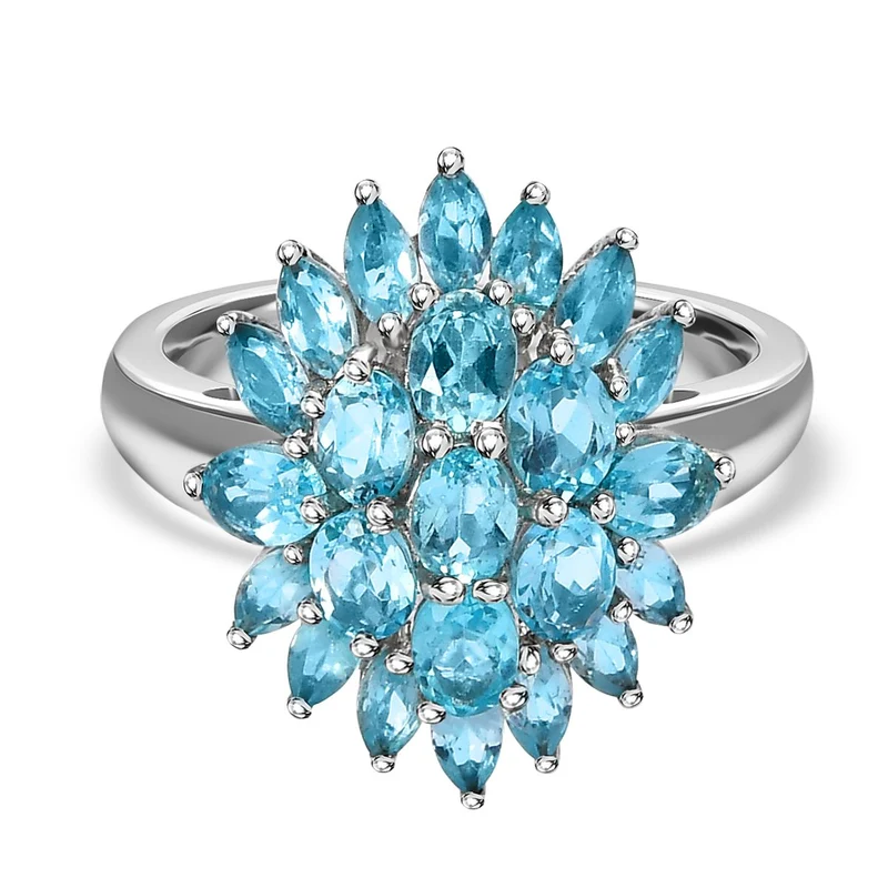 Paraiba-Apatit Ring, 925 Silber platiniert, , ca. 2.79 ct