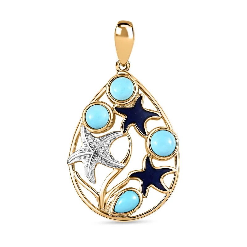 AA Sleeping Beauty Türkis Anhänger 925 Silber Gelbgold Vermeil ca. 1,25 ct.