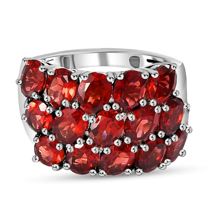 Natürlicher Mosambik Granat Ring, 925 Silber platiniert, ca. 6.39 ct