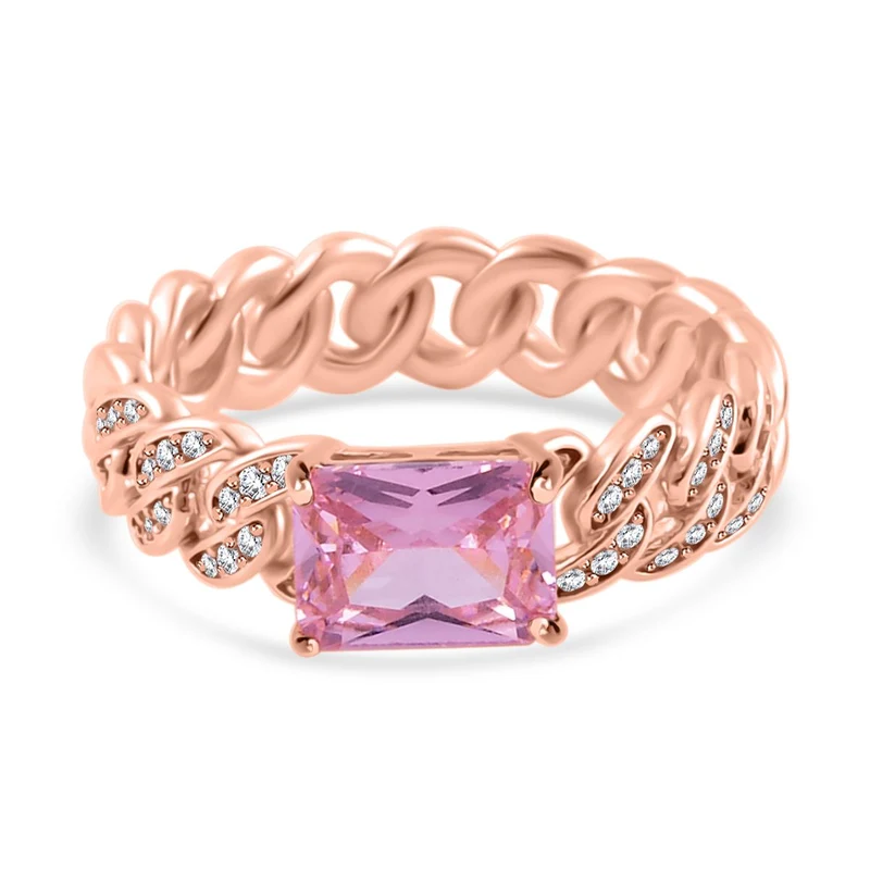 Rosa Zirkonia, weißer Zirkonia Ring, ca. 0.30 ct