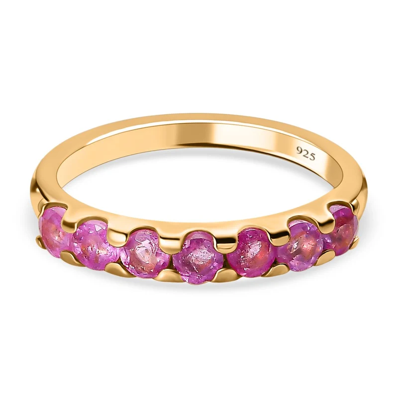 Ilakaka Rosa Saphir (Fissure gefüllt) Ring, 925 Silber vergoldet ca. 1.30 ct